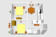 Ferienwohnung 2 mit 2 Schlafzimmer 3D