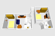 Ferienwohnung 1 mit 2 Schlafzimmer und 2 Bäder 3D