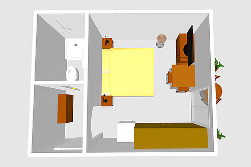 Komfortzimmer 3 mit Vorraum 3D