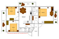 Ferienwohnung 2 mit 3 Schlafzimmer und 2 Bäder 2D